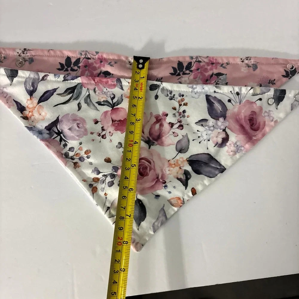 Somewhere Over Rainbows Floral Bandana Bib Set Pink White Roses 2 Pack